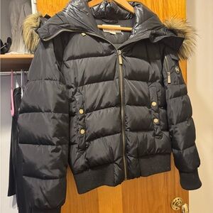 Michael Kors Faux Fur Puffer Black jacket Size Small